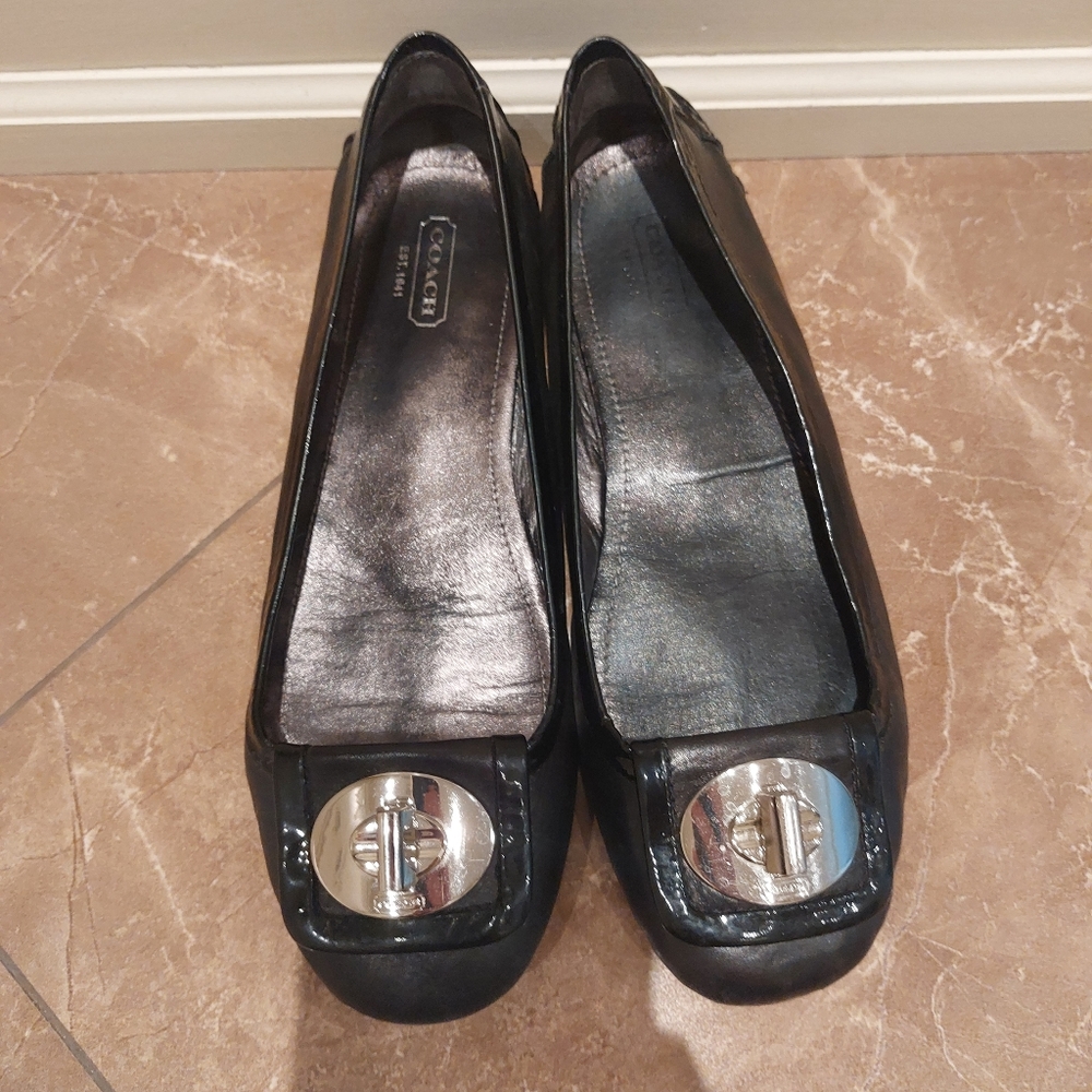 Coach black super soft leather loafers with buckle detail. Size 7.5